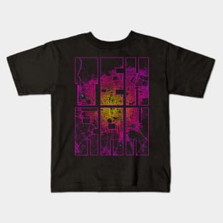 Tehran, Iran City Map Typography - Neon Kids T-Shirt